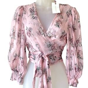 LOVESHACKFANCY Wrap Top floral Blouse Coquette Cottagecore